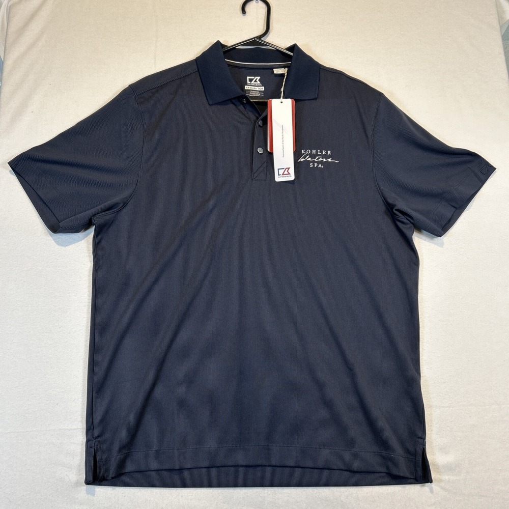 Cutter and Buck Kohler Water Spa Mens Polo Shirt Medium Drytec MCK00966 Blue